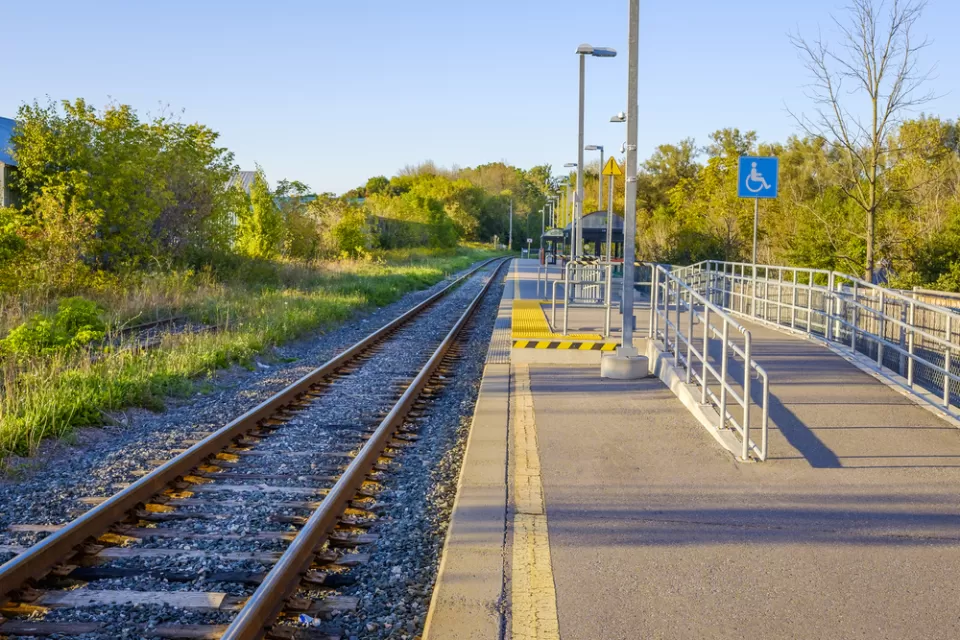 Wheelchair ramp at outdoor train station
